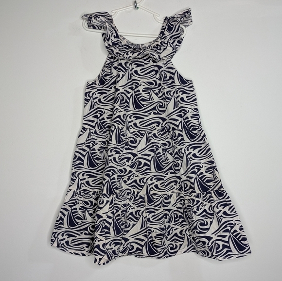Vineyard Vines for Target white blue ocean sailboat sleeveless ruffle dress 7/8 - Picture 1 of 7